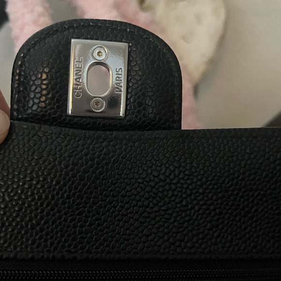 NOT AVAILABLE!! Chanel Small Classic Double Flap Black Caviar Silver Hardware - Picture 8 of 11